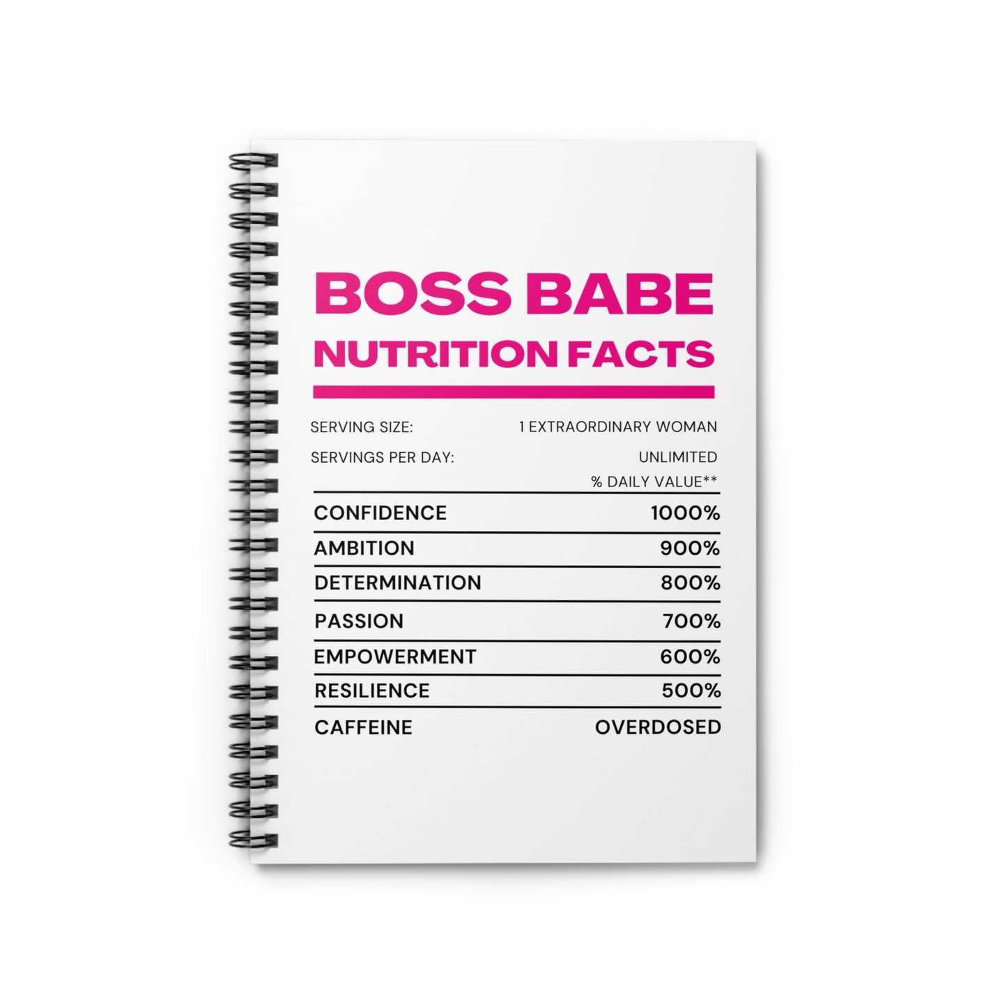 Boss Babe Nutrition Facts Notebook