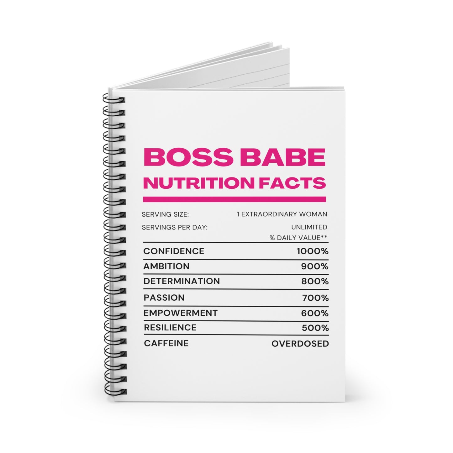 Boss Babe Nutrition Facts Notebook