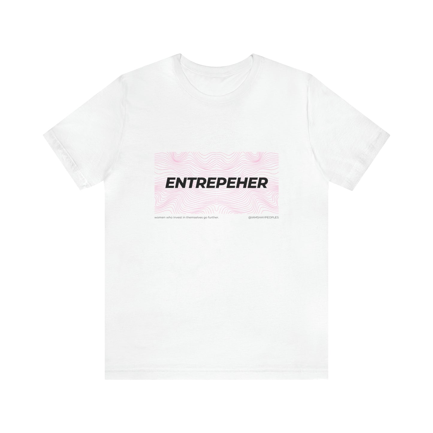 A front view of a white t shirt / statement shirt with a graphic design and a print "ENTREPEHER"