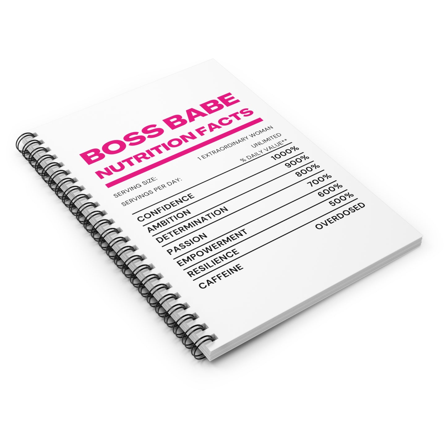 Boss Babe Nutrition Facts Notebook